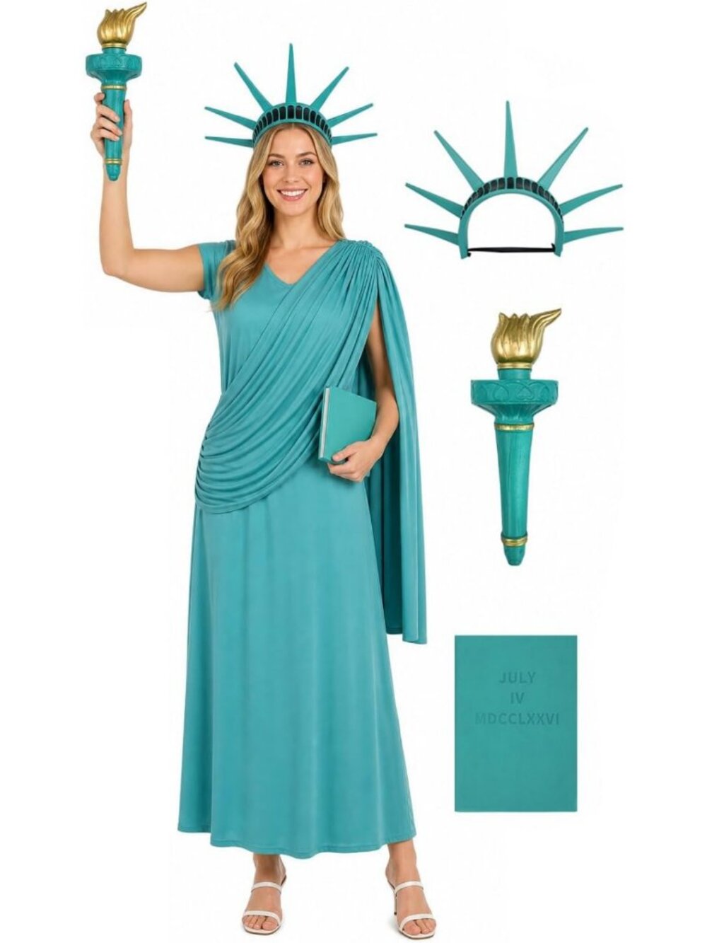 Statue of Liberty Costume Set for Women - Adult Halloween Outfit & Accessories